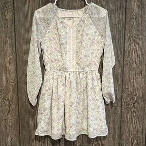 The Children’s Place Girls Chiffon Floral Dress Purple Long Sleeve EUC Sz XL 14